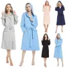 Haute qualité printemps automne femmes Robes grande taille Simple tricoté coton à capuche peignoir femme mince à manches longues Robe de bain 5XL 210924