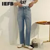 IEFB Men's Trousers Washed Black Jeans Men's Classic Casual Loose Korean Straight Wide Leg Denim Pants Blue Jeans Vintage 9Y6922 210524