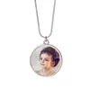 Sublimation blanc rond collier faveur personnalisé simple face imprimable Photo Jewerly ornement romantique Couple Saint Valentin CCF125