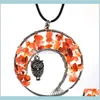 7 Chakra Quartz Natural Stone Tree Of Life Owl Necklace Multicolor Charms Fashion Jewelry F8Coa Necklaces Lfjta