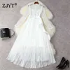 Luxury Beading Patchwork Mesh Maxi White Lace Wedding Party Dresses Donna Elegante Designer Celebrity Robe Spring Runway Vestidos 210601