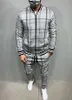 Gentlemen Set Men Tracksuit Zipper Fullset Jacket Suit Långärmad Stripe Coat Byxor Gym Casual Sportsuits