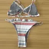 Vigorashely Gestreifte Bademode Frauen Sexy Rüschen Tanga Badeanzug Weibliche Brasilianische Bikini Set Badeanzug Schwimmen Tragen 210319