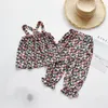 Summer Kids Clothes Fashion Flower Back Cross Top&Ninth Pants Cute Little Girls Outfits Set Beach Children Clothing Sets