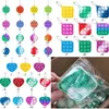 Tie Dye Square Heart Circle Simple Keychain Push Bubble Toys Pet Pers Key Ring Kids Toy Baby Pedagogisk julklapp Pussel H110WRDC1698320