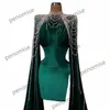 2022 Fashion Short Prom Dresses Side Split Beading Tassels Luxury Evening Dress Women Formal Wear Velour Party Gowns239K