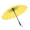 Şemsiye Uzun Düz Kolu 16 K Güçlü Rüzgar Geçirmez Katı Renk Pongae Şemsiye Gökkuşağı Erkek Kadın Güneşli Yağmurlu Bumbershoot Gyl101