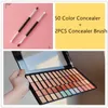 Paleta de correctores en crema de 50 colores Maquillaje de contorno profesional Paleta de cosméticos Salón y kit de base de contorno de uso diario con pincel corrector de dos cabezas