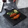 Diskplattor Nordiska keramiska kakdessertplatta med handtag sushi br￶d middag El Restaurang Snack Tray Western Pizza