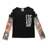 INS Spring and Autumn Boys Cool Shirt European American Long-sleeved Ing Hip-hop Style Flower Arm Tattoo Sleeves