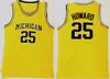 NCAA Michigan Wolverines 5 Jalen Rose Jersey Chris Webber 4 Juwan Howard 25 1 Charles Matthews 2 Jorda Poole 대학 농구 노란색 남성 운동 야외 의류