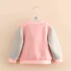 Outono Inverno Fashion 2 3 4 6 8 10 Anos Crianças Color Retalhamento Mandarim Collar Girls Plus Velvet Jacket for Baby Kids 210414