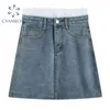 Zomer vrouwen hoge taille denim rok kant vlinder borduurwerk mini a-line rokken sexy y2k streetwear elegante tij kleding 210417