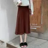 スカート女性秋冬の固体タッセルロングスカートニット韓国の甘いAラインMujer Faldas Elegant 17912 210415