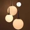 Okrągły Biały Szklany Piłka Metal LED Nowoczesny Żyrandol Współczesny Wnętrze Dekoracje Dla Sypialni Living RoomLoft Kuchnia Lampa Wisiorek