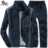 TRACKSUIT MEN SET L-3XL 4XL 5XL Mäns 2 stycken Set Fjäder Höst Ny Ungdom Casual Clothing Fitness Tracksuits Splicing Set T313 G1209