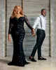 2021 Plus Size Arabic Aso Ebi Black Mermaid Sexy Prom Dresses Sequined Long Sleeves Evening Formal Party Second Reception GOWNS DR5209158