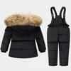 2 adet Set Kış Çocuk Aşağı Ceket Bebek Kız Kayak Suit Erkek Dış Giyim Ceket Snowsuit Bebekler Için Sıcak Bebek Giyim 1-5 Yıl H0909