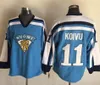 رجل Vintage 11 SAKU KOIVU 1998 Team Finland Hockey Jerseys SUOMI 27 TEPPO NUMMINEN 8 TEEMU SELANNE Light Blue Jersey M-XXXL