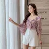 Koreanische Sommer Druck Chiffon Bluse Blusas Mujer De Moda Casual Büro Dame Tops Lose Elegante Rosa Kleidung 9375 50 210506