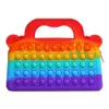 Fidget bubble popper bag rainbow solid colors handbag for kids christmas party gift push poppet purses sensory board game chain bag girls rubber tote G917K60