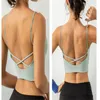 Women's Sports Bra Yoga Clothes Solid Fitness Running Activewear Thin Strap Sling Cross Back Underwear Workout Cropped Tops Outfit