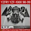 Kit corpo OEM per YAMAHA YZF-1000 YZF-R1 YZF 1000 CC R 1 1998 1999 2000 2001 Carrozzeria 82No.119 YZF R1 Grigio metallo 1000CC 98-01 YZF1000 YZFR1 98 99 00 01 Carenatura moto