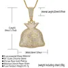 Bling 18k Gold Dollar Sign Money Bag Necklace Jewelry Set Cubic Zirconia Diamond Hip Hop Necklaces Wallet Pendant Women Men Stainl173a