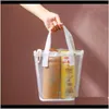 Bärbar Genomskinlig Mesh Shopping Bag Hushållsunderlägg Sundries Väskor Leksaker Organizer Storage Stoppar Wuazl