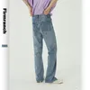 Firmranch printemps hommes/femmes fendu sur la manchette jambe droite longue rétro pantalon Style japonais coréen Vintage 90 s jean pantalon