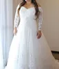 2021 Long Sleeve Plus Size Wedding Dresses Off Shoulder Sparkly Sequined Appliques Lace A Line See Through Back Bridal Gowns Custom Size