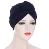 Kobiety Muzułmańskie Stretch Hidżab Turban Twist Knot CHEMO Cap Hair Loss Cover Head Scarf Headwrap Bonnet Islamski Kapelusz Rakowy Solid