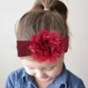 Baby Girls Headband Duże kwiaty Dzieci Dzieci Szeroki Zespół Akcesoria Do Włosów Rozciągliwy Elastyczna Kwiat Szyfonowy Opaski na głowę 12 kolorów