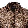 Pliats Fashion Women Wild Leopard Print Chiffon Blouse Lady Sexy Tong Shife Рубашка с длинным рукавом Свободные V шеи Леопардовая блузка