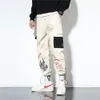 Hip hop modebyxor japanska streetwear byxor grafisk hög gata sweatpants män våren långa svarta byxor stilig kläder 210406