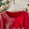Femmes automne/hiver tricoté robes rayé européen Slim Fit court hanche Sexy Club Tube Vestidos femme PL574 210506