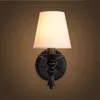 Vintage lamp Amerikaanse landelijke retro decoratie lampen en slaapkamer E14 lamp corridor van de gang eenvoudige doek dekking wandlamp 210724