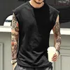 Summer Oversized T Shirt Men T-Shirt Fashion Crew Neck Sleeveless T-Shirts Men Hip Hop Basic Male Vintage Vest Tops Tees P0806