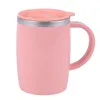 500ml Stainless Steel Coffee Mugs Double-layer Heat-insulating Japanese Style Office Milk Tea Mug with Lids