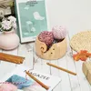 바느질 개념 도구 나무 원사 그릇, 12Pcs 대나무 크로 셰 뜨개질 후크와 나무 스토리지 그릇 Crocheting 뜨개질 DIY 공예에 대 한