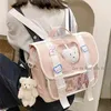 Kvinnor Kawaii ryggsäck för skolan med klar pocket Japanska Harajuku flickor axelväska Söt kawaii hjärta Ita väska Anime H226 210922