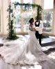 African Nigerian Mermaid Wedding Dresses 2022 Illusion Long Sleeve Lace Floral Sheer Neck Plus Size Garden Bridal Dress Vestido de noiva