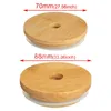 Bamboo Lids Reusable Mason Canning Caps with Straw Hole Non Leakage Silicone Sealing Wooden Covers Drinking Jar Supplies