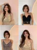 Two Fake Brassieres Black Sexy Lace Tank Top Women Fashion Mesh See Through Sleeveless Slim Clothing Solid Lady Cropped 210529