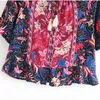 camicia corta da donna estiva con scollo a nappa e bottone con stampa floreale Camicia corta da donna vintage etnica a maniche corte 210507