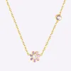 Chains LUXUKISSKIDS Korean Fashion Romantic Colorful Flower Pendant Stainless Steel Chain Necklace For Women Jewelry Parts Bijoux Femme