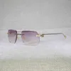 2023 Designer bril Nieuwe lensvorm Randloze zonnebrillen Men Accessoires Outdoor Clear metalen frame voor leesglazen tinten vrouwen