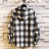 Marca casual com xadrez com capuz Men 'camisas de lã de mangas compridas Primavera camisa de outono de primavera Oversize M-6XL 210626