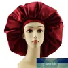 Big Size Silk Sleeping Cap Night Hat Head Cover Bonnet Satin Cheveux Nuit voor Curly Hair Care Women Beauty Maintenance Designer