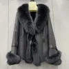 Winter Echtpelz Mantel Echtes Kaninchen Haut Leder Und Pelz Jacken Mit Natürlichen Pelz Kragen Damen Outwear Oversize 211018